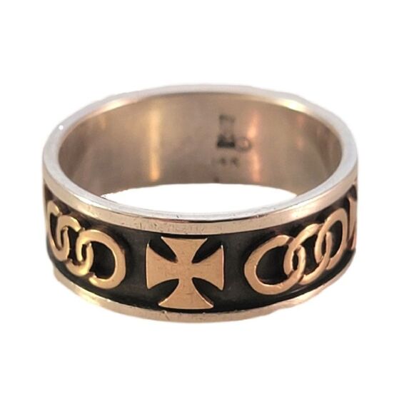 James Avery Retired Sterling 14k Maltese Cross Unity Circles Band Ring - Picture 3 of 8